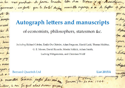 Autograph letters & manuscripts of economists, philosophers, statesmen &c.